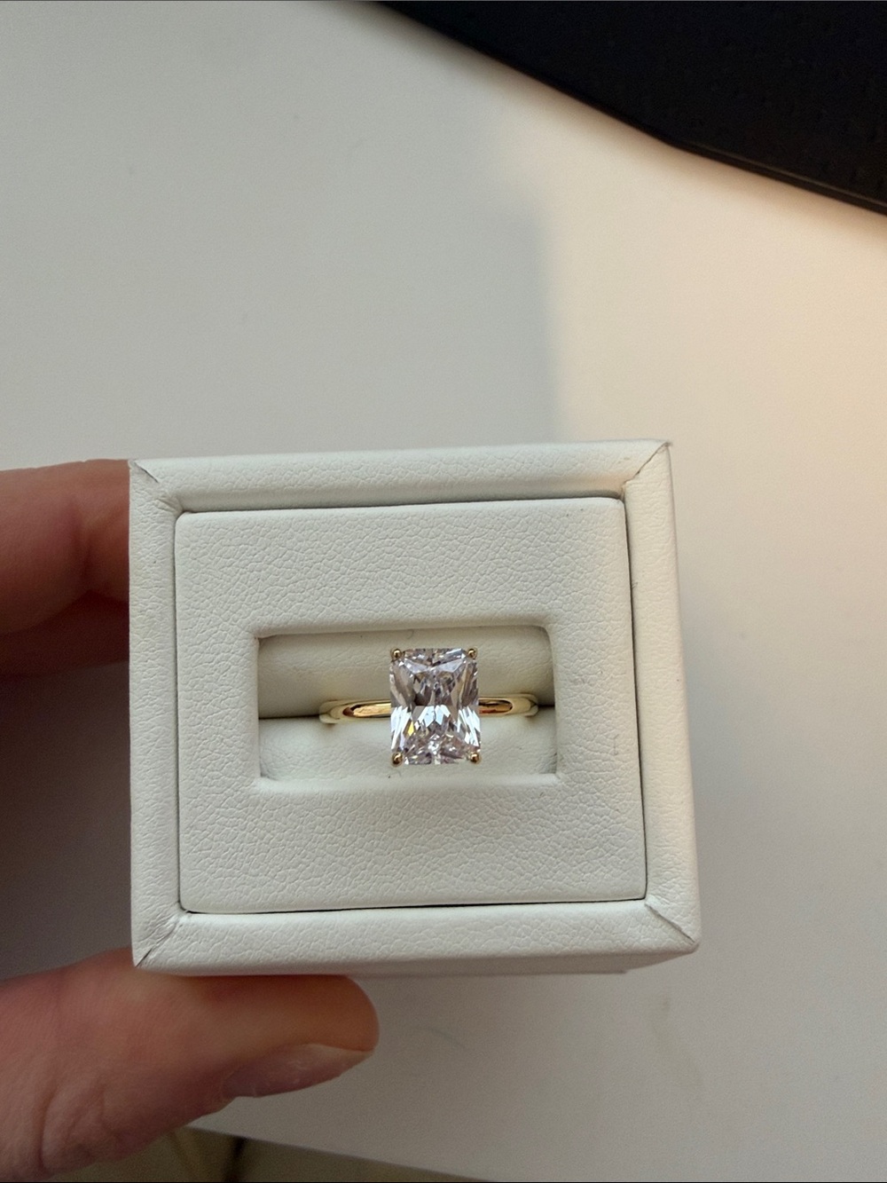 Classic Gold Solitaire Ring with Clear Stone - Women Jewelry
